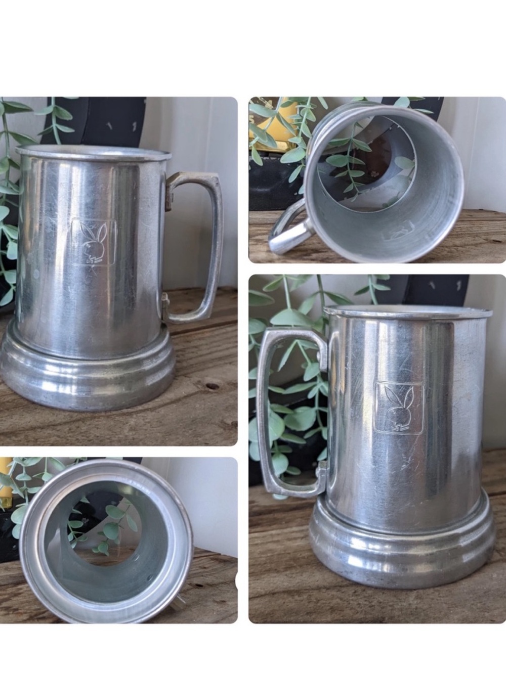 Playboy Club - Vintage Metal Beer Mug/Stein/Tankard with Glass Bottom 1960’s
